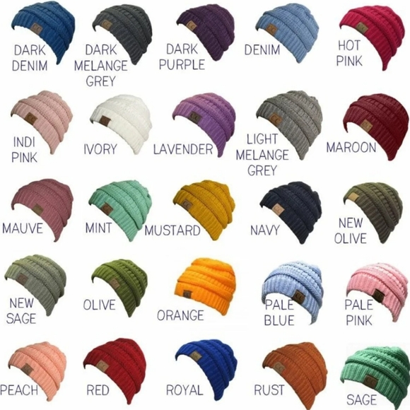 NWT Teal Blue CC Beanie Cable Knit Winter Slouchy Cap Hat - Picture 7 of 7